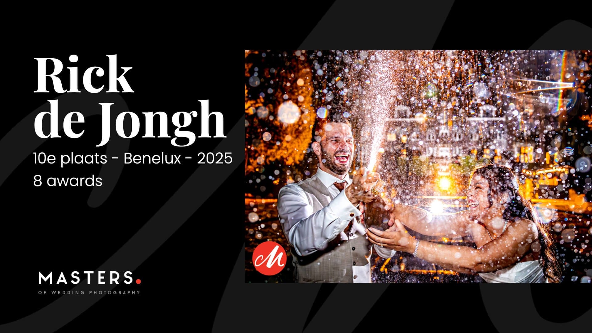 Rick de Jongh in 10th place in the Benelux in 2025, with 8 awards at the Masters of Wedding Photography